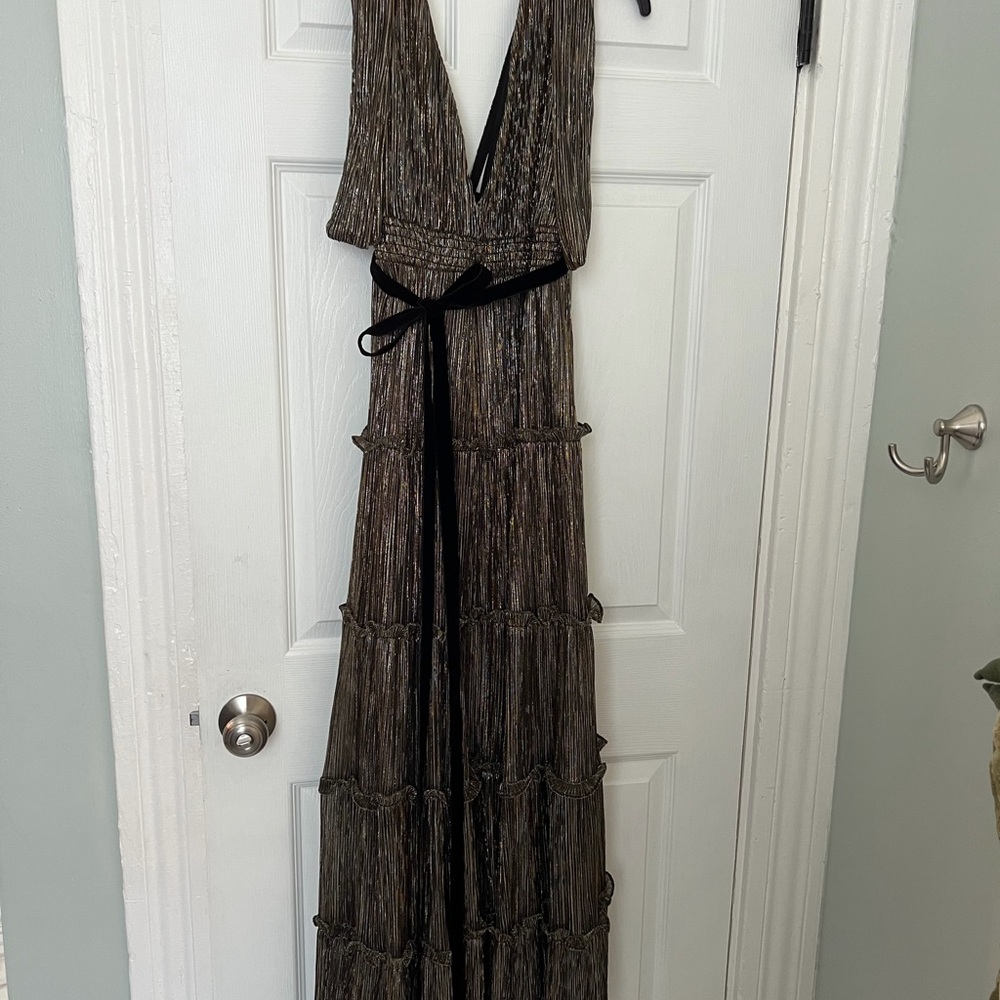 New, A Loves A, Evening Dress, Black, Metallic Gold and Silver Size L - Picture 2 of 5